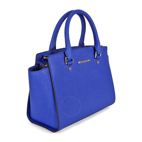 michael kors selma medium satchel electric blue|selma leather satchel.